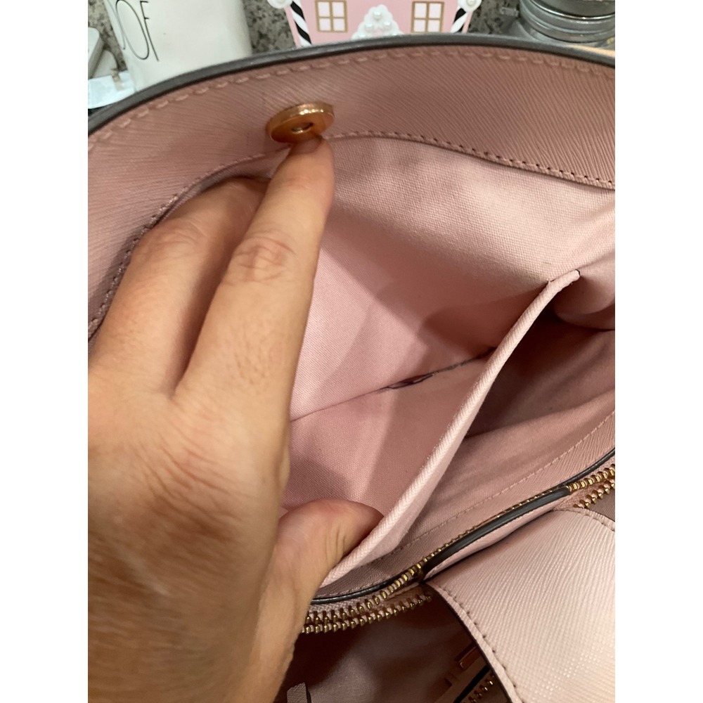 TORY BURCH ROBINSON ORANGE AND PINK COLOR BLOCK TOTE - Picture 5 of 12